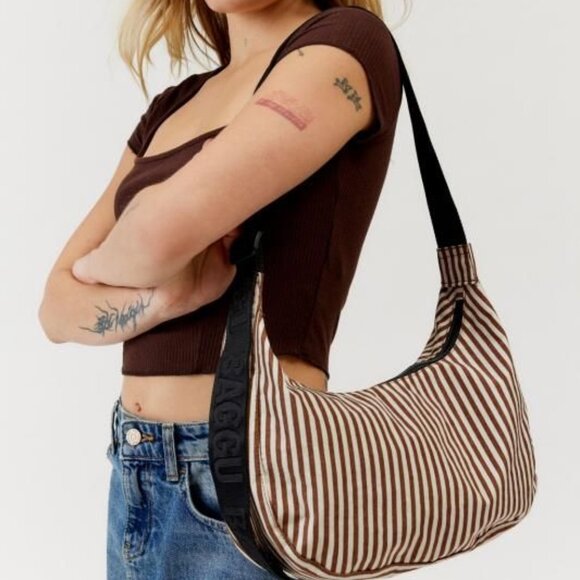 NWT Baggu Crescent Bag Medium - Brown Stripe - Picture 6 of 6